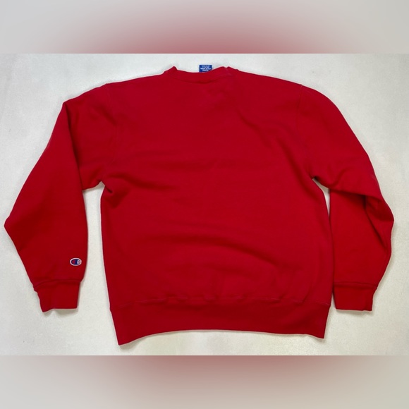VINTAGE Champion Crewneck Sweatshirt Men Large Red USA 90s - Picture 4 of 7